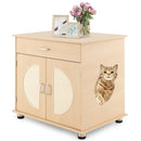 Cat Litter Box Enclosure with Sisal Scratching Doors and Storage-Natural by LJGDeals