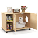 Cat Litter Box Enclosure with Sisal Scratching Doors and Adjustable Metal Feet-Natural by LJGDeals