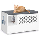 Cat Litter Box Enclosure with Removable Cushion and Front Open Door-White by LJGDeals