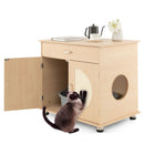 Cat Litter Box Enclosure with Sisal Scratching Doors and Storage-Natural by LJGDeals