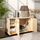 Cat Litter Box Enclosure with Sisal Scratching Doors and Adjustable Metal Feet-Natural by LJGDeals