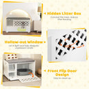 Cat Litter Box Enclosure with Removable Cushion and Front Open Door-White by LJGDeals