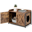 Cat Litter Box Enclosure with Double Doors and Adjustable Footpads-Brown by LJGDeals