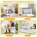 Cat Litter Box Enclosure with Removable Cushion and Front Open Door-White by LJGDeals