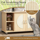 Cat Litter Box Enclosure with Sisal Scratching Doors and Adjustable Metal Feet-Natural by LJGDeals
