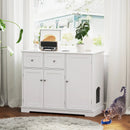 Cat Litter Box Enclosure with 2 Drawers and 3 Doors for Kittens and Adult Cats-White by LJGDeals