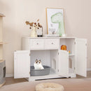 Cat Litter Box Enclosure with 2 Drawers and 3 Doors for Kittens and Adult Cats-White by LJGDeals