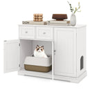 Cat Litter Box Enclosure with 2 Drawers and 3 Doors for Kittens and Adult Cats-White by LJGDeals