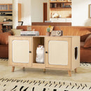 43 Inches Cat Litter Box Enclosure with Double Rooms and 2 Sisal Scratching Mats by LJGDeals