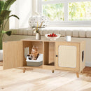 43 Inches Cat Litter Box Enclosure with Double Rooms and 2 Sisal Scratching Mats