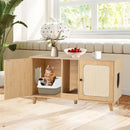 43 Inches Cat Litter Box Enclosure with Double Rooms and 2 Sisal Scratching Mats by LJGDeals