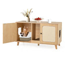 43 Inches Cat Litter Box Enclosure with Double Rooms and 2 Sisal Scratching Mats by LJGDeals