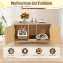 43 Inches Cat Litter Box Enclosure with Double Rooms and 2 Sisal Scratching Mats by LJGDeals