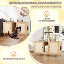 43 Inches Cat Litter Box Enclosure with Double Rooms and 2 Sisal Scratching Mats by LJGDeals