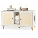 43 Inches Cat Litter Box Enclosure with Double Rooms and 2 Sisal Scratching Mats by LJGDeals