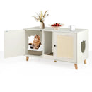 43 Inches Cat Litter Box Enclosure with Double Rooms and 2 Sisal Scratching Mats by LJGDeals