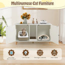 43 Inches Cat Litter Box Enclosure with Double Rooms and 2 Sisal Scratching Mats by LJGDeals