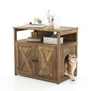 Cat Litter Box Enclosure with Double Barn Doors Divider Side Entry and Storage Shelf by LJGDeals