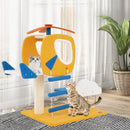 Indoor Small Aviation-themed Cat Tree Cat Tower with Helicopter Top Perch-Yellow by LJGDeals