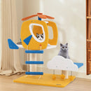 Indoor Small Aviation-themed Cat Tree Cat Tower with Helicopter Top Perch-Yellow by LJGDeals
