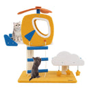 Indoor Small Aviation-themed Cat Tree Cat Tower with Helicopter Top Perch-Yellow by LJGDeals