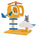 Indoor Small Aviation-themed Cat Tree Cat Tower with Helicopter Top Perch-Yellow by LJGDeals
