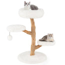Cat Tree Solid Pear Wood with Perch and Natural Jute Scratching Posts-Brown by LJGDeals