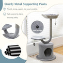 42 Inch Tall Cat Tower with Curved Metal Supporting Frame for Large and Small Cats-Gray by LJGDeals