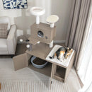 2-in-1 Modern Cat Tower with Litter Box Enclosure for Indoor Cars-Gray by LJGDeals