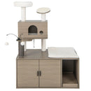 2-in-1 Modern Cat Tower with Litter Box Enclosure for Indoor Cars-Gray by LJGDeals
