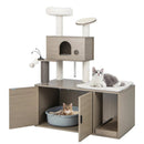 2-in-1 Modern Cat Tower with Litter Box Enclosure for Indoor Cars-Gray by LJGDeals