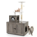 Cat Tree with Litter Box Enclosure with Cat Condo by DirectDeals