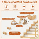 Cat Wall Furniture Set Kitten Wall Mounted Shelves with Hammock-Natural by LJGDeals