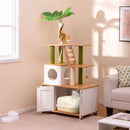 Hidden Cat Washroom with Cat Tower for Indoor Cats-White by LJGDeals