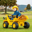 12V Caterpillar Licensed Kids Ride on Dump Truck with Tiltable Bump Bed-Yellow by LJGDeals