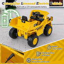 12V Caterpillar Licensed Kids Ride on Dump Truck with Tiltable Bump Bed-Yellow by LJGDeals