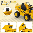 12V Caterpillar Licensed Kids Ride on Dump Truck with Tiltable Bump Bed-Yellow by LJGDeals