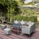 5 Piece Rattan Outdoor Patio Couch Set