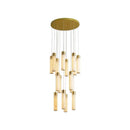 Cylindrical Celestial Alabaster Cascade Chandelier