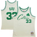 Larry Bird Boston Celtics Mitchell & Ness Chainstitch Swingman Jersey - Cream by Dynasty Sports & Framing