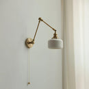 Ceramic Brass Retractable Arm Wall Light 4.7"