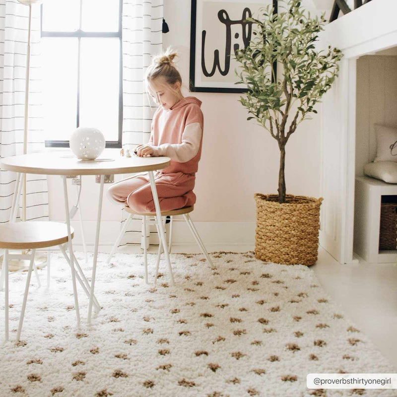 Chaia Dotted Cream & Brown Plush Rug