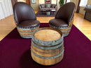 Wine Barrel Round Coffee Table Set with 2 Chairs - Rustic Whiskey Barrel Furniture Set - Handmade Solid Oak - Free Shipping