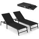 Chaise Lounge Chair Set of 2 Foldable Patio Lounge Chairs-Black by LJGDeals