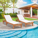 Outdoor Wood Chaise Lounge Chair with 5-Postion Adjustable Back by LJGDeals