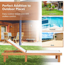 Outdoor Wood Chaise Lounge Chair with 5-Postion Adjustable Back by LJGDeals