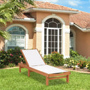 Outdoor Wood Chaise Lounge Chair with 5-Postion Adjustable Back by LJGDeals