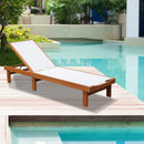 Outdoor Wood Chaise Lounge Chair with 5-Postion Adjustable Back by LJGDeals