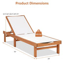 Outdoor Wood Chaise Lounge Chair with 5-Postion Adjustable Back by LJGDeals