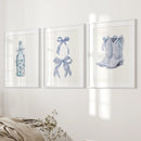 Preppy Aesthetic Dorm Decor Blue Wall Art Prints by Wall Art Set